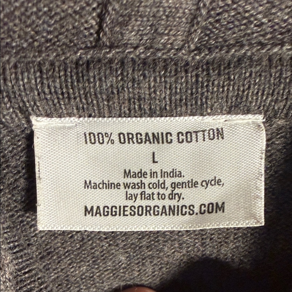 Maggie's Organics Organic Cotton Pullover with Hood - Heathered Brown L - Picture 2 of 12